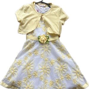 Jessica Ann Yellow and White Floral Kids Dress
